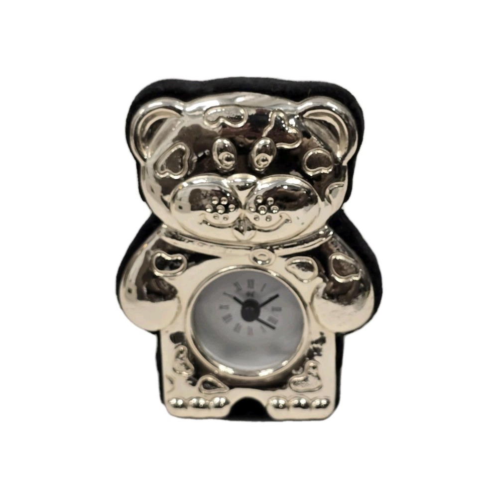 Vintage Sterling Silver Bear Clock Roberto‎ Miniati Italy